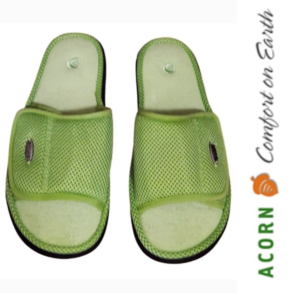 NWOB Acorn Mesh/Terrycloth Adjustable Strap Slides In Lime Green